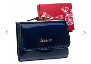 Malá dámská kožená lakovaná peněženka Lorenti modrá