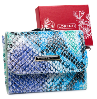 Malá dámská kožená peněženka Lorenti s hadím vzorem modrá 