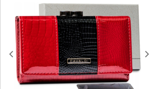 Střední dámská kožená lakovaná peněženka s příčným pruhem 