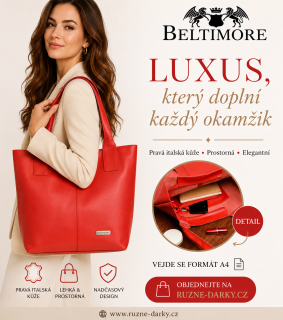 Luxusní velká dámská kožená kabelka Beltimore Scarlet elegance