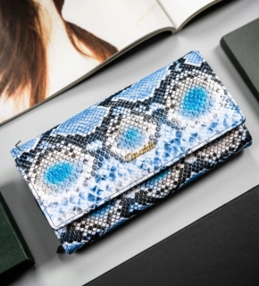 Velká dámská peněženka 4U Cavaldi vzor hadí kůže modrá 