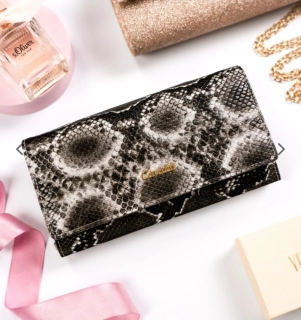 Velká dámská peněženka 4U Cavaldi hadí vzor hnědá