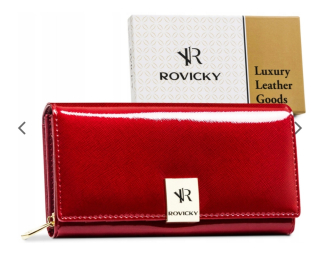 Velká dámská kožená lakovaná peněženka Rovicky na patentku