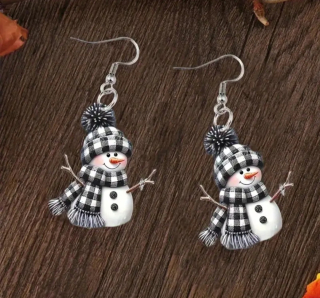 Tématické zimní náušnice sněhulák 