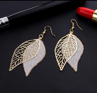 Náušnice ve tvaru listů 8 cm pro slavnostní příležitost