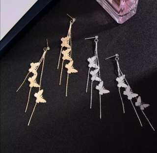 Krásné dlouhé náušnice s motýlky 8 cm