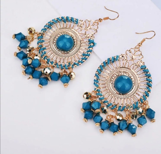 Velké nádherné orientální náušnice 8,5 x 4,5 cm